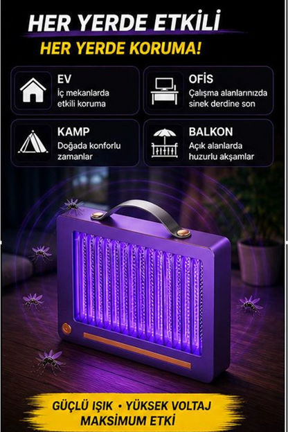 Elektrikli Sinek Öldürücü Lamba | Şarjlı, Sessiz, Led Işıklı Etkili Koruma