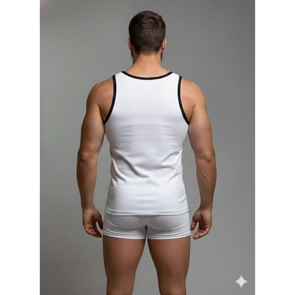 Erkek Beyaz Tank Top Boxer Takım - Renkli / XXL