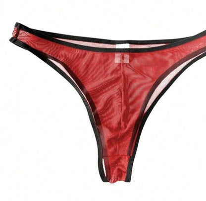 Erkek Biyeli Kırmızı Transparan Brazillian Slip - Renkli / L