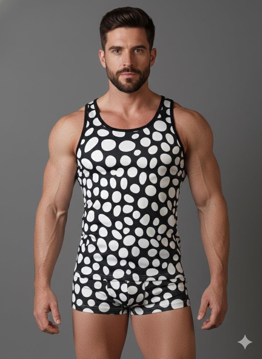 Erkek Desenli Tank Top Boxer Takımı - Renkli / XL