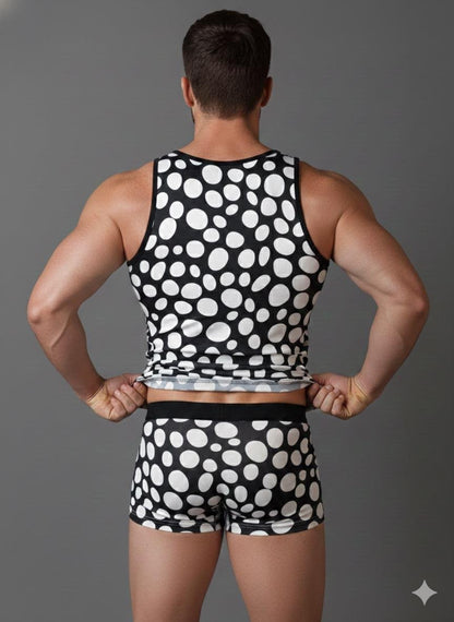 Erkek Desenli Tank Top Boxer Takımı - Renkli / M