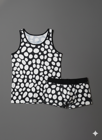 Erkek Desenli Tank Top Boxer Takımı - Renkli / M