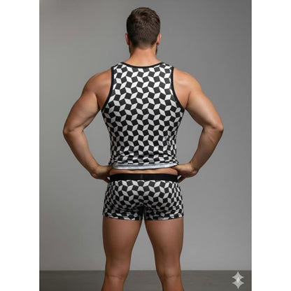 Erkek Desenli Tank Top Boxer Takım - Renkli / XS