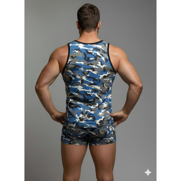 Erkek Kamuflaj Tank Top Boxer İç Çamaşır Takımı - Renkli / M