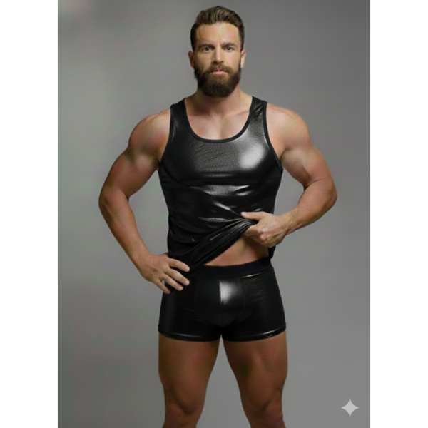Erkek Lame Tank Top Boxer Takımı - Renkli / XXL