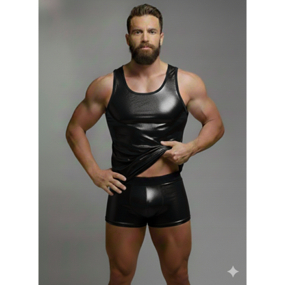 Erkek Lame Tank Top Boxer Takımı - Renkli / XXL