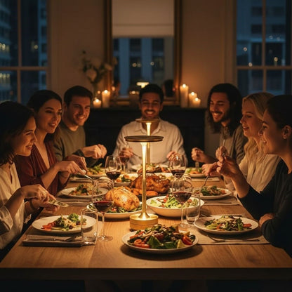 Eskitme Gold Kasa Dokunmatik Şarjlı Masa Lambası – 3 Renk Işık Modlu, LED Aydınlatmalı, Modern & Dekoratif Abajur (5643)