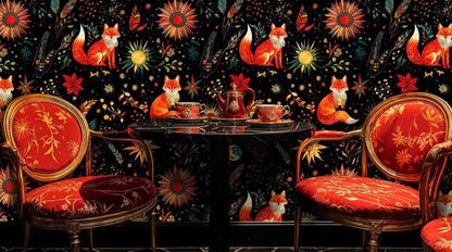 Midnight Foxes and Celestial Garden Wallpaper
