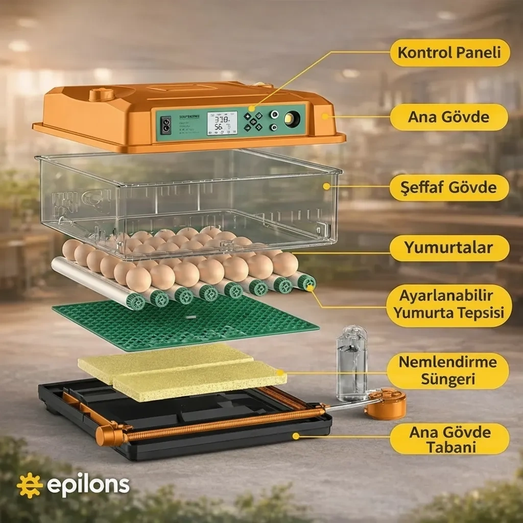 FX100 Tam Otomatik Kuluçka Makinesi – 100 Yumurta Kapasiteli | Yeni Nesil Havalandırma | Otomatik Motorlu Su Alma Sistemi | Dijital Isı ve Nem Kontrolü