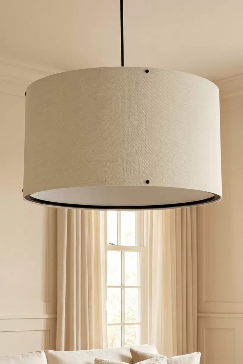 Krem Kumaş Başlıklı Sarkıt Avize 35 Cm