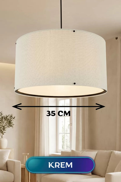 Krem Kumaş Başlıklı Sarkıt Avize 35 Cm