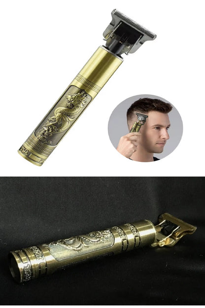 Gold Uçlu Vintage Şarjlı Traş Makinesi Sakal Ense Çizim Vucüt Kılı Tıraş Makinası