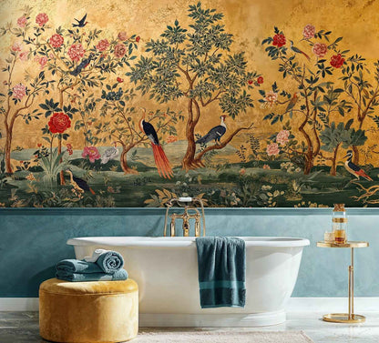 Chinoiserie Garden Birds Wall Mural