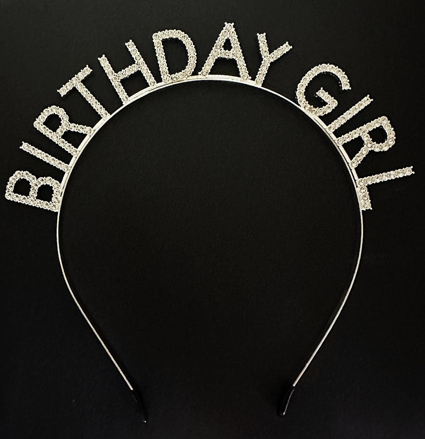 Gümüş Kristal Taşlı Birthday Girl Doğum Günü Tacı İthal Ürün A Kalite 17x16 cm (5643)