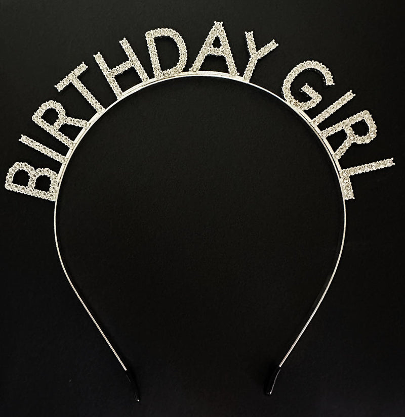 Gümüş Kristal Taşlı Birthday Girl Doğum Günü Tacı İthal Ürün A Kalite 17x16 cm (5643)