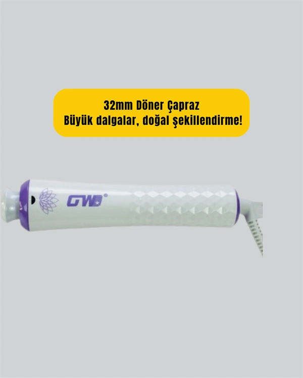 Gw 32mm Döner Başlıklı Saç Kıvırma Makinesi – Her An Her Yerde Profesyonel Şekillendirme