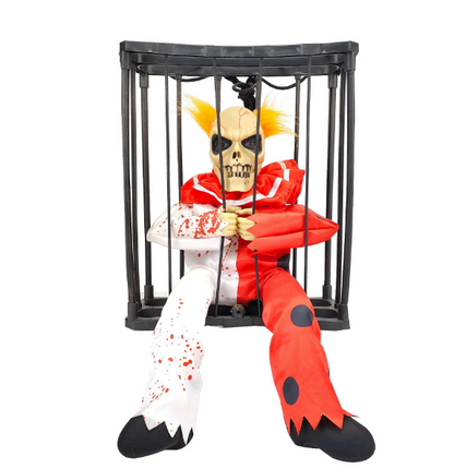 Hareketli Sesli Sensörlü Mahkum Joker İskelet Dekorasyon 22x27 cm (5643)