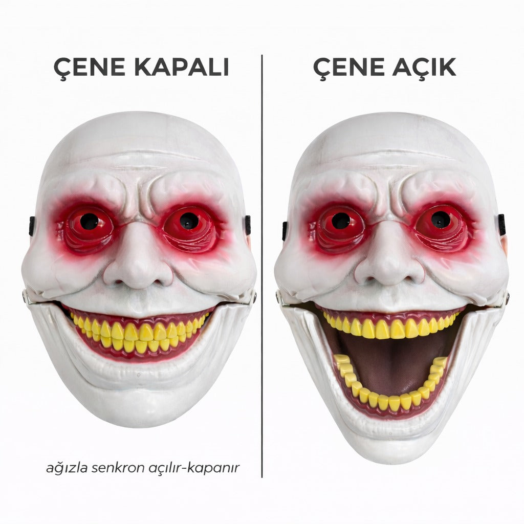 Hareketli Çene Mekanizmalı Korku Maskesi Kırmızı (5643)
