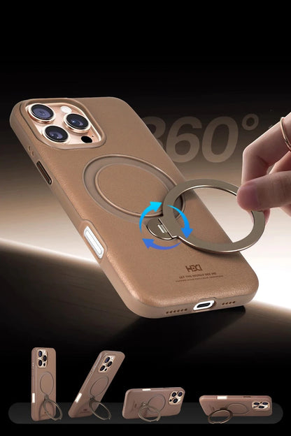 HDD Apple iPhone 16 Vapor Deri Magsafe Standlı Kılıf - Siyah