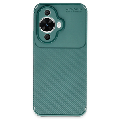 Huawei Nova 12s Kılıf Auto Focus Karbon Kapak - Koyu Yeşil