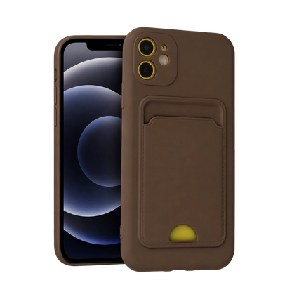 İphone 11 Kılıf Kelvin Kartvizitli Silikon - Kahverengi