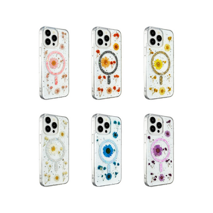 İphone 12 Kılıf Daisy Simli Magsafe Kapak - Pembe