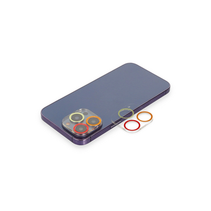 İphone 13 Pro Renkli Kamera Lens Koruma Cam - Turuncu-kırmızı