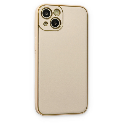 İphone 14 Plus Kılıf Coco Deri Silikon Kapak - Gold