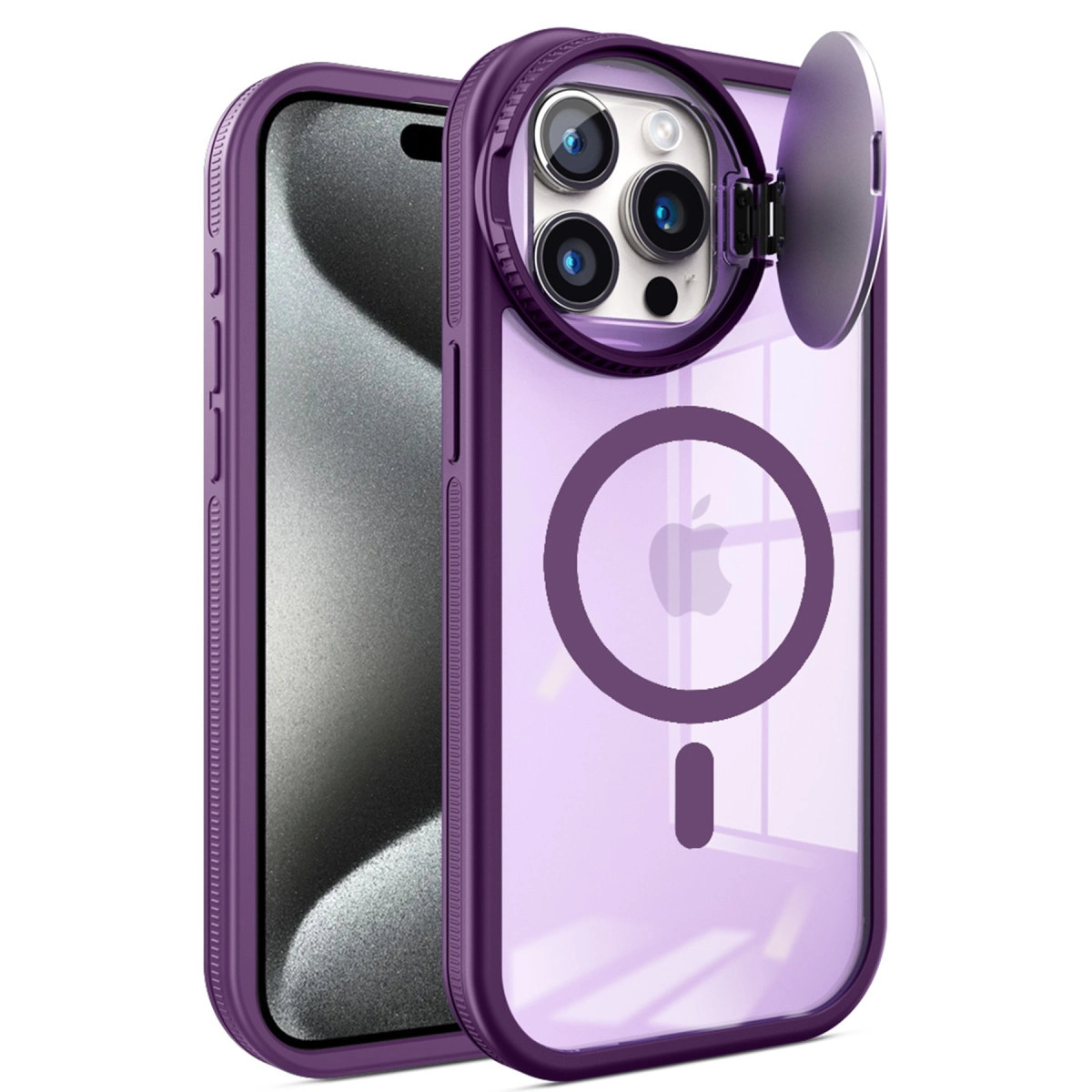İphone 14 Pro Max Kılıf Teleskop Lens Magsafe Silikon Kapak - Derin Mor