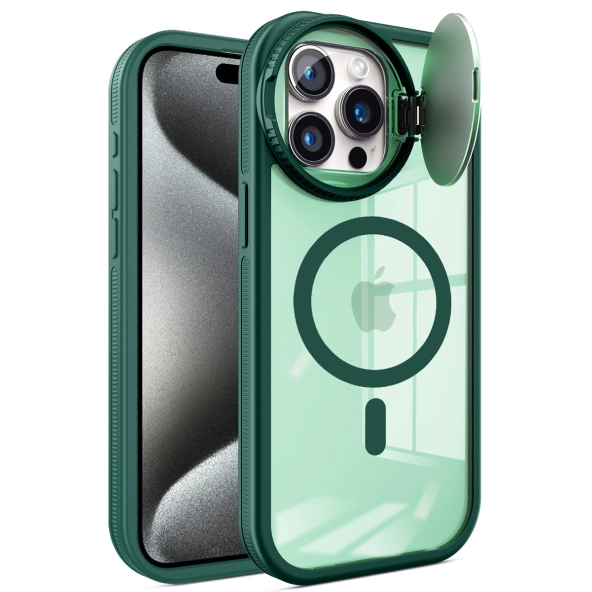 İphone 14 Pro Max Kılıf Teleskop Lens Magsafe Silikon Kapak - Koyu Yeşil