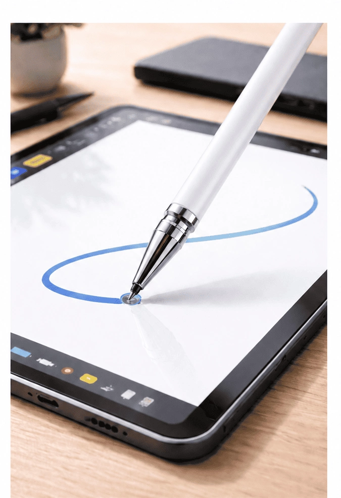 İphone 16e Uyumlu Dokunmatik Stylus Kalem Disk Uçlu Hassas Beyaz Tablet Telefon Çizim Kalemi