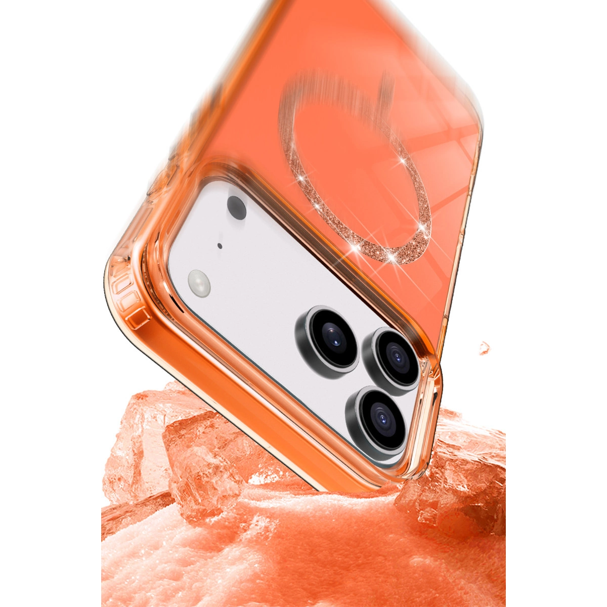 İphone 17 Pro Max Live Diamond Magsafe Kapak - Turuncu