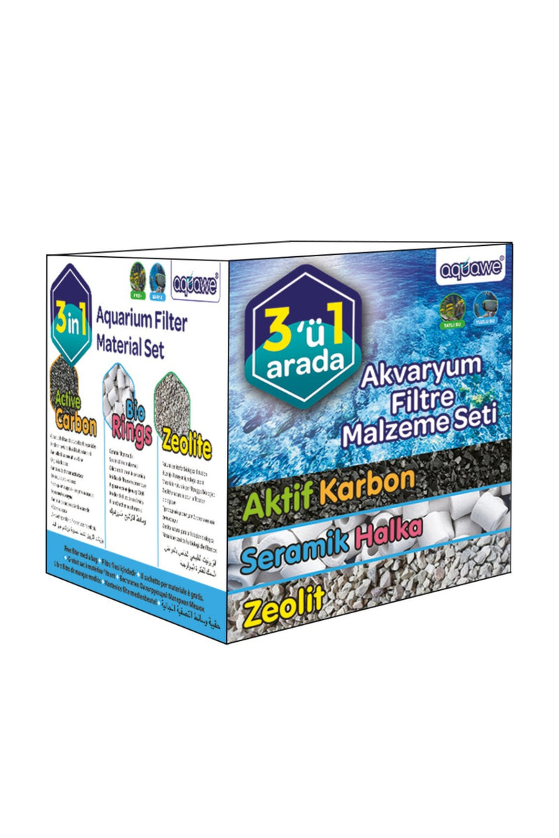 Akvaryum Filtre Seti (3 In 1) 300 gr Aktif KARBON+350 gr Bio RİNG+500 gr Zeolite
