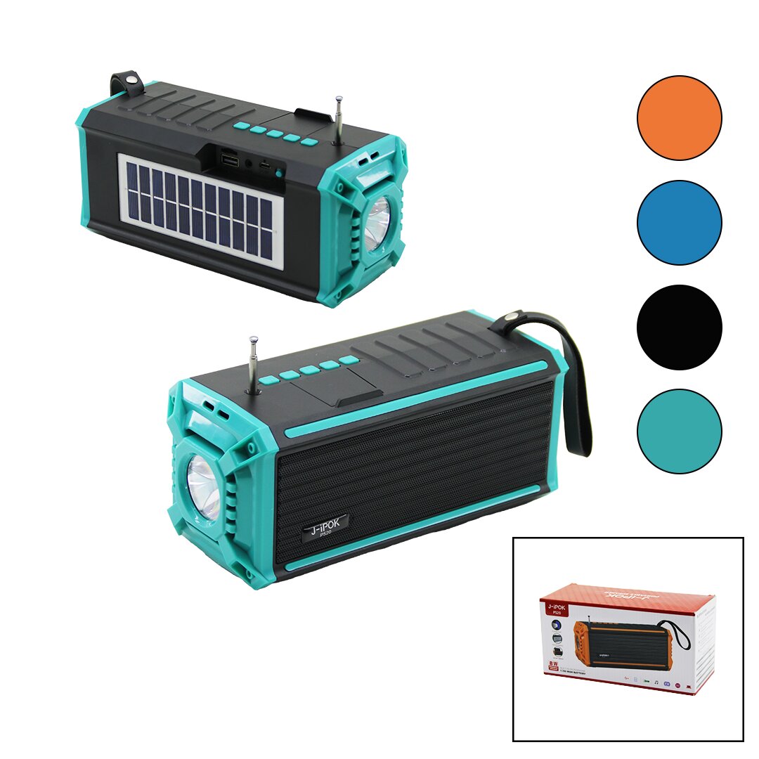 J-ipok P-520 Hasuba HS-293 Fenerli Solar Panelli - Usb Şarjlı Bluetooth Fm Radyo MP3 Usb - Tf Player 8W