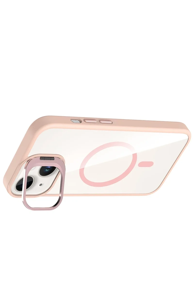 Joko Apple İphone 13 Remim Lensli Magsafe Standlı Kapak - Pembe