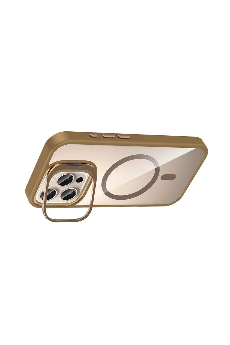 Joko Apple İphone 16 Pro Max Remim Lensli Magsafe Standlı Kapak - Kahverengi
