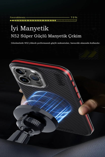 Joko Apple iPhone 15 Pro Max Kılıf Aramid 600D Kevlar Karbon Fiber Magsafe Kapak - Gri