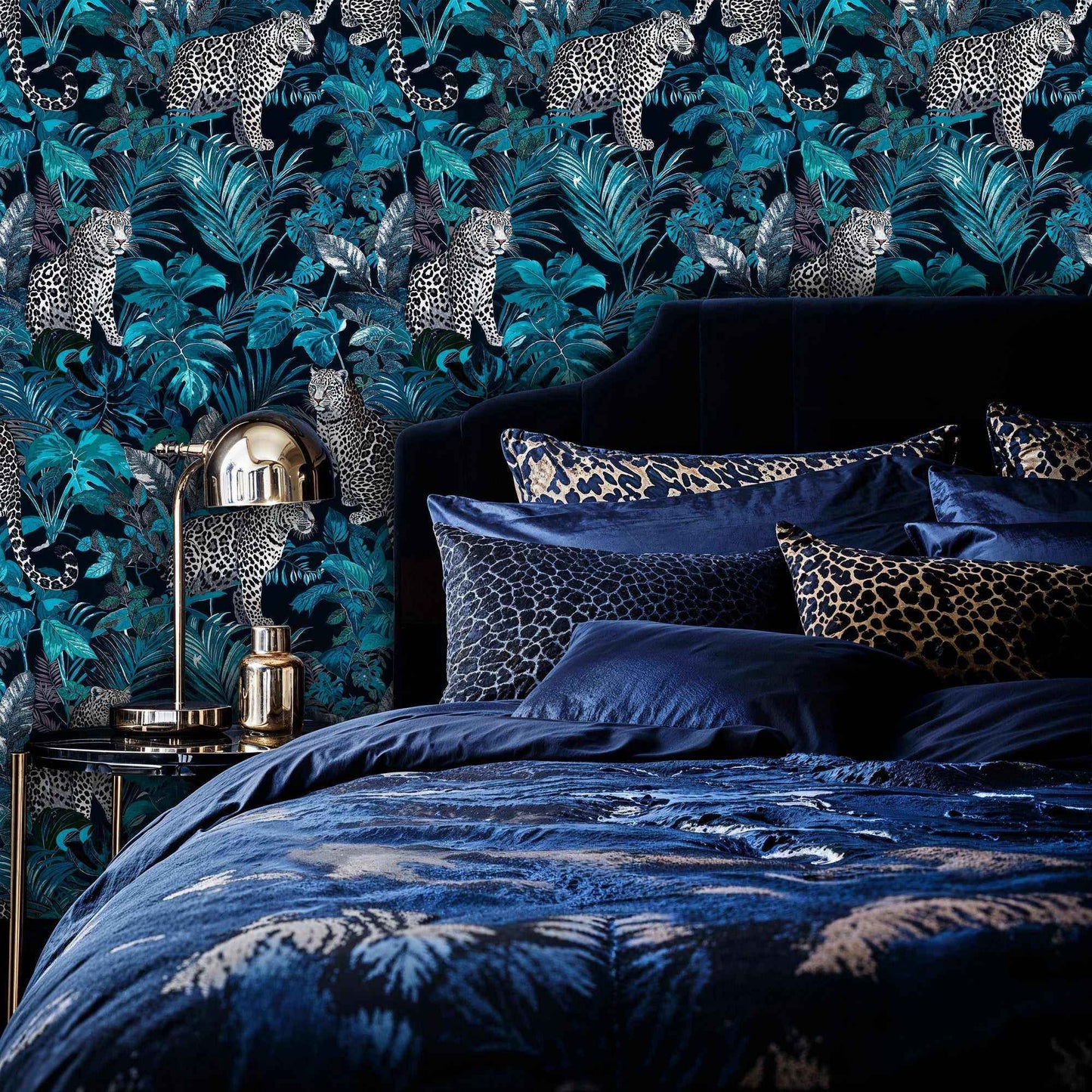 Midnight Jungle Leopards Wallpaper
