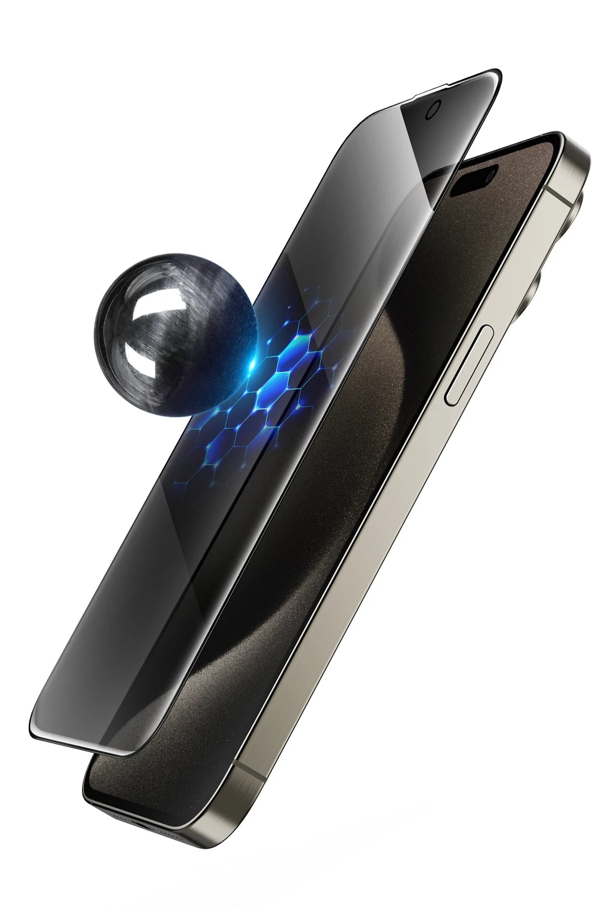 Keephone Apple iPhone 14 Pro Max UltraCurve Privacy 3D Cam Ekran Koruyucu - Siyah