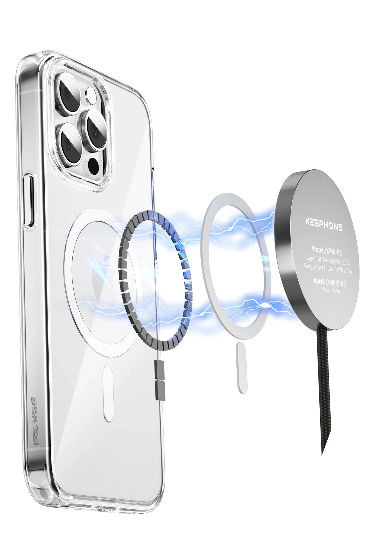 Keephone Apple iPhone 15 Non Yellow Şeffaf Magsafe Kılıf - Şeffaf