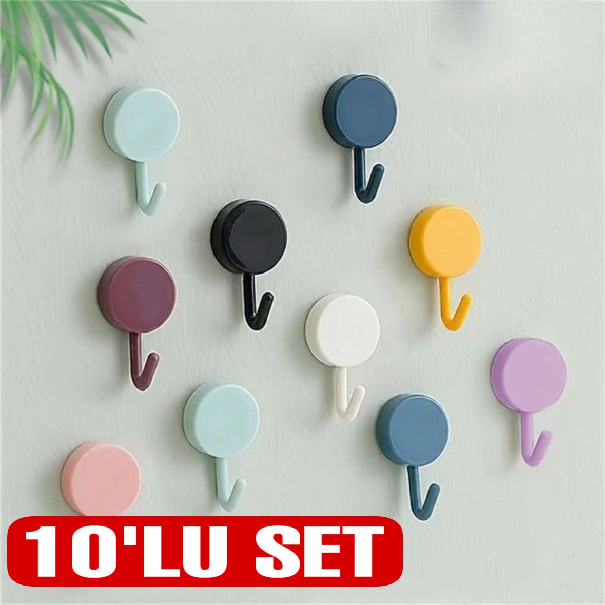 Kendinden Yapışkanlı Renkli Duvar Askısı (10lu Set)