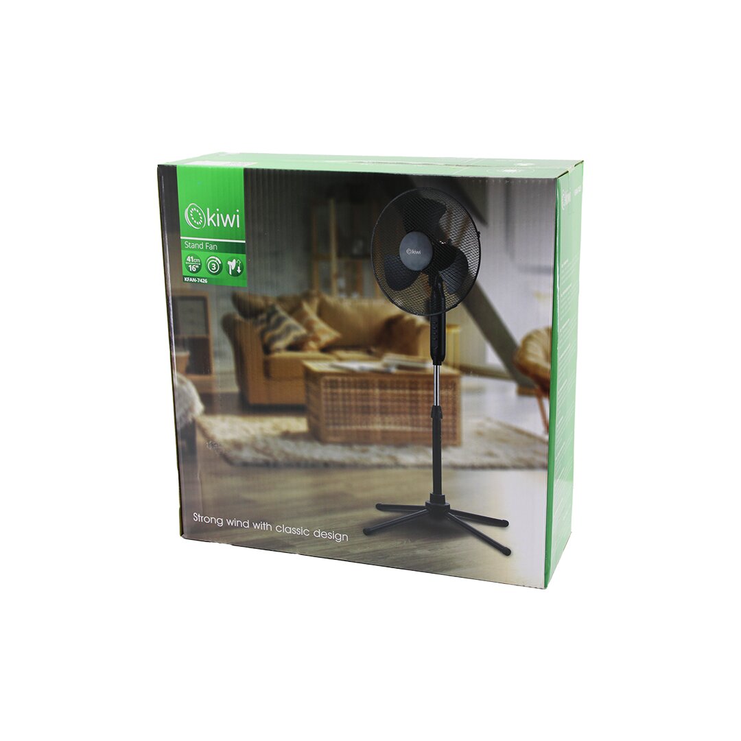 KİWİ KFAN-7426 16 İNÇ - 41CM TELESKOPİK KATLANIR AYAKLI VANTİLATÖR 3 KADEME HIZ 3 PLS.KANAT METAL KAFES - AYAK Y: 90CM (5643)