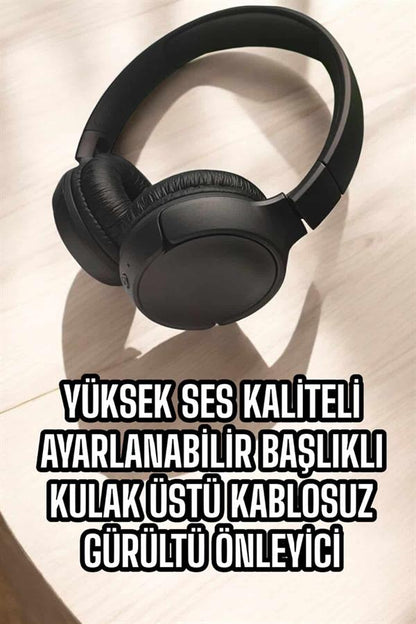 Kulak Üstü Kablosuz Bluetooth Kulaklık Gürültü Önleyici Ayarlanabilir