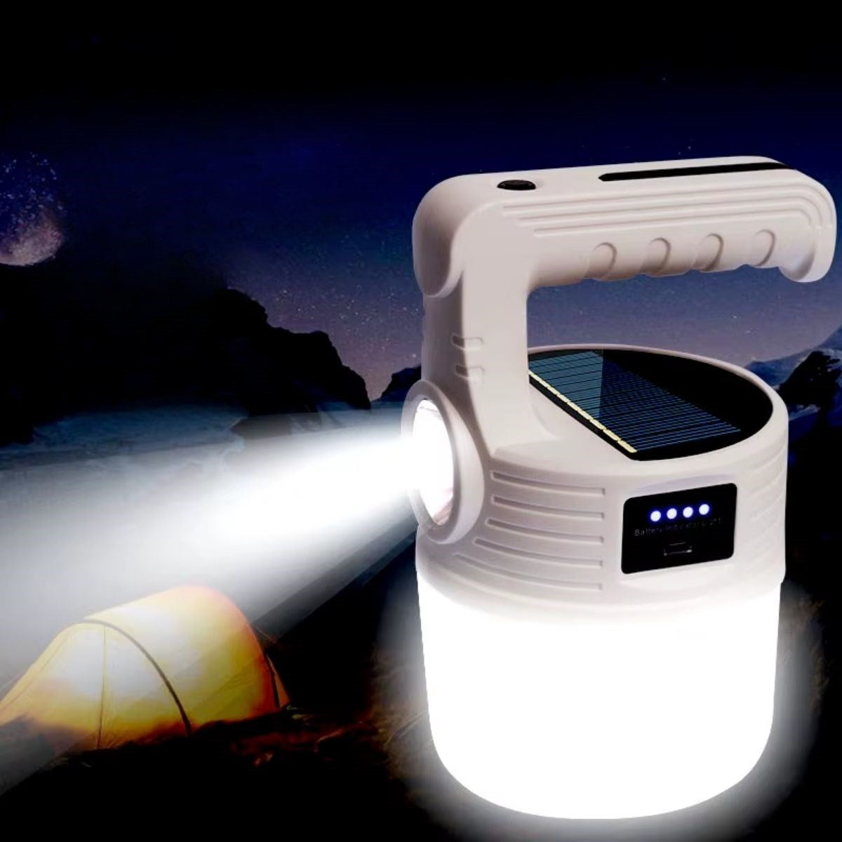 LED Güneş Enerjili Kamp Lambası–2000 Lümen Süper Parlak, 5 Aydınlatma Modlu,USB ile Şarj Edilebilir Dış Mekan,Asılabilir Torch El Feneri (5643)