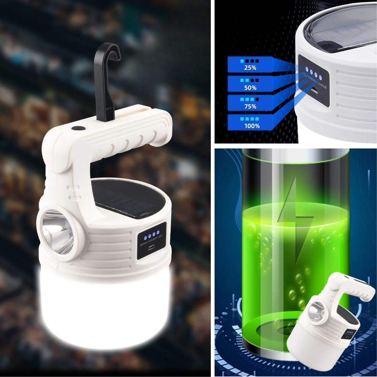 LED Güneş Enerjili Kamp Lambası–2000 Lümen Süper Parlak, 5 Aydınlatma Modlu,USB ile Şarj Edilebilir Dış Mekan,Asılabilir Torch El Feneri (5643)