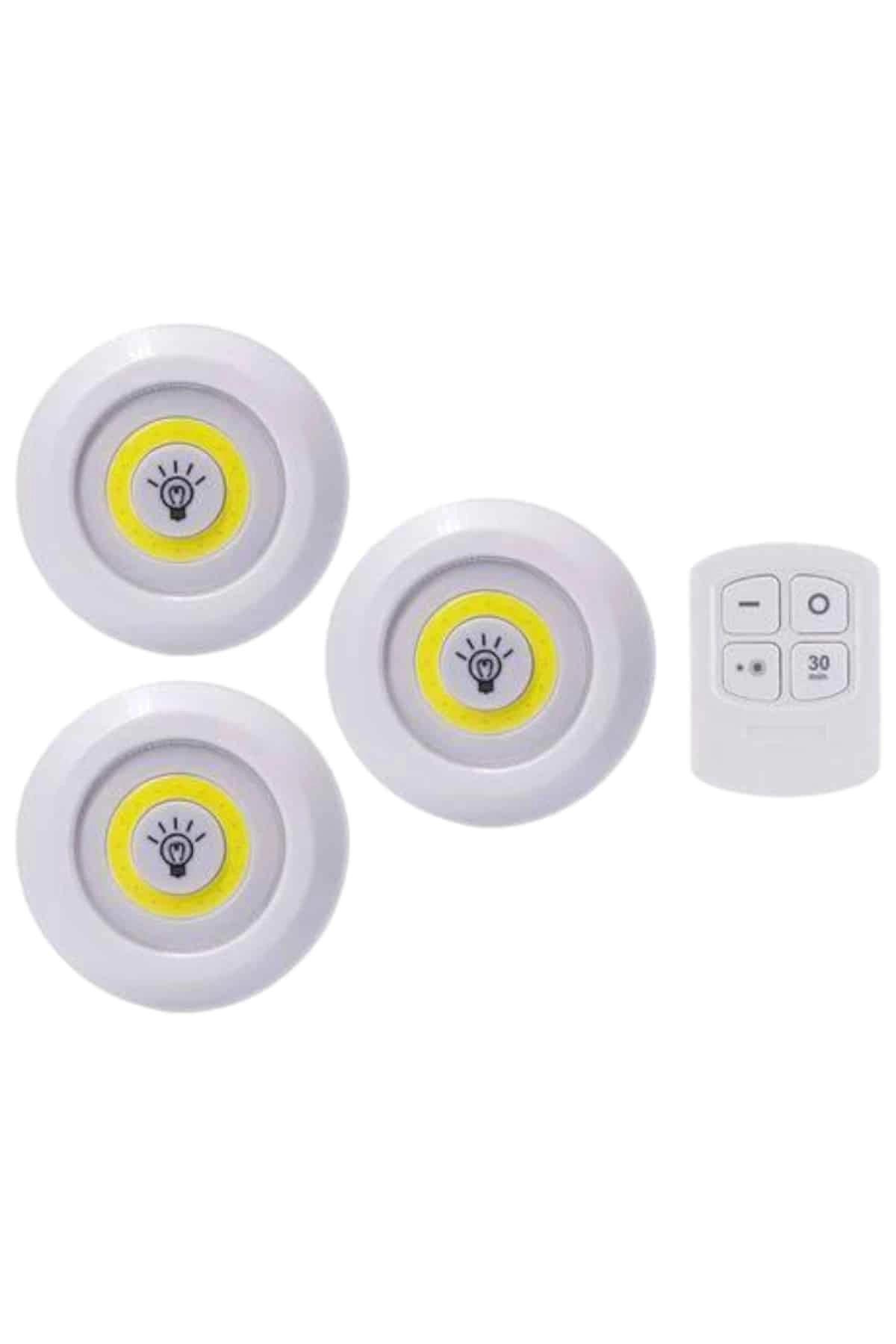 Led Lamba 3'lü Uzaktan Kumandalı Yapışkanlı