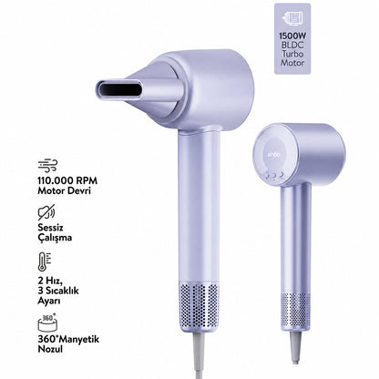 Mavi Bldc Turbo Motor Saç Kurutma - Şekil Makinesi 1500W 3-KDM.HIZ 4-KDM.ISIAYAR=SICAK-ILIK-HAFİF-SOĞUK SHD-1739