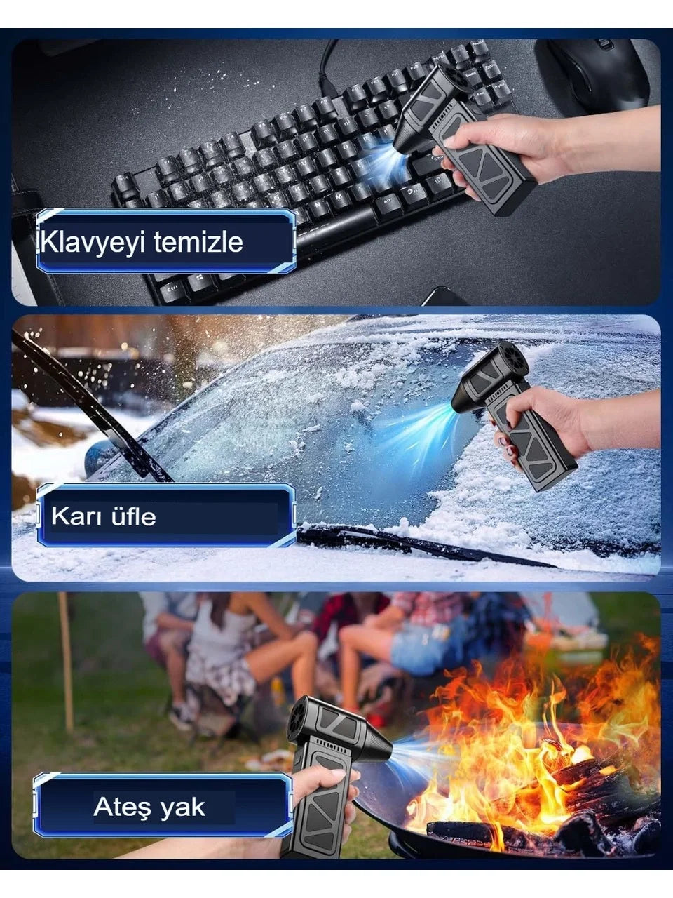 Mega Turbo Üfleyici Elektrikli Şiddetli Fan Hava Kompresör 130.000RPM Mangal Barbekü Fanı (5643)