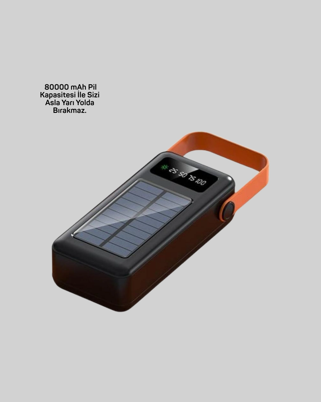 80000 mAh Güneş Enerjili Powerbank 4 Kablolu Type C Lightning Micro USB