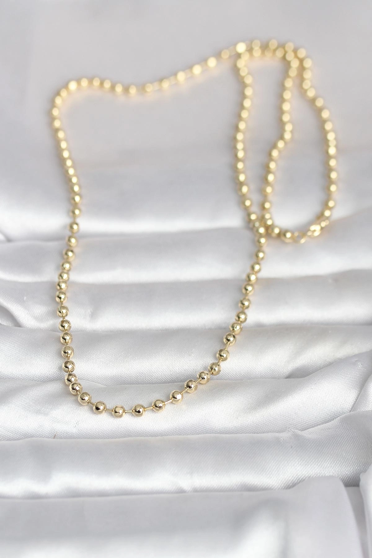 CM 14K Gold Renk Top Zincirli Model 60 cm Kadın Kolye